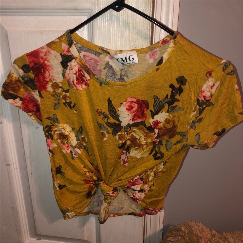 Yellow flower crop top